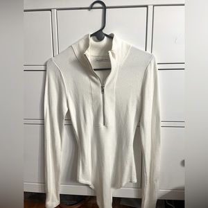 Abercrombie white/cream quarter zip bodysuit in size small.